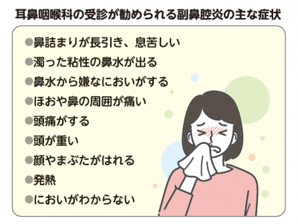 耳鼻科の受診が勧められる副鼻腔炎の主な症状