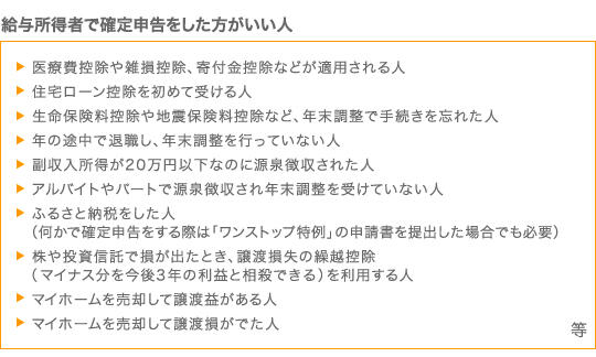 給与所得者で確定申告をした方がいい人