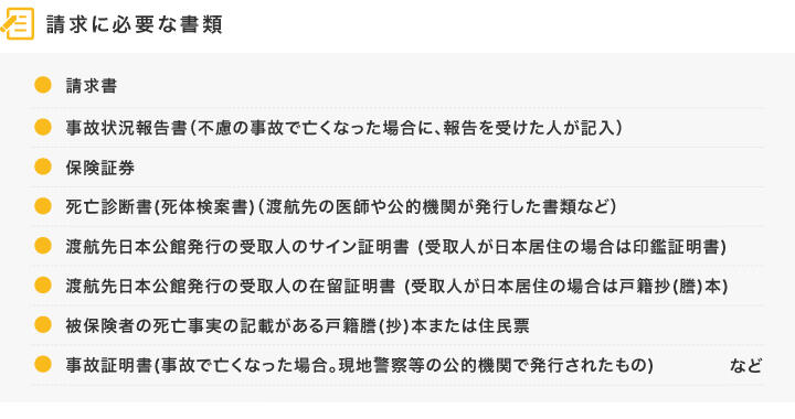 ＜請求に必要な書類＞