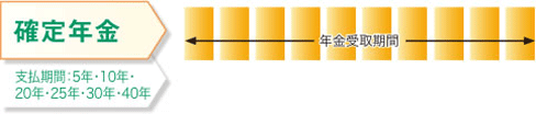 年金開始時に選択できる年金種類　確定年金　年金支払期間：5年・10年・20年・25年・30年・40年